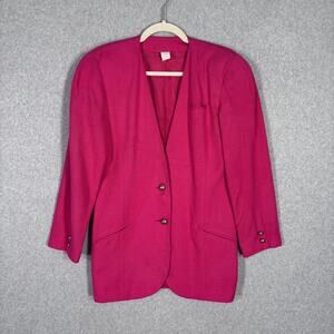VTG 90s Blazer Size 6 Gold Buttons Retro Glam Career Oversized Shoulder Pads 80s